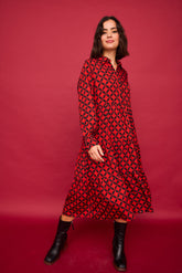 Long Geo Red Fire Dress